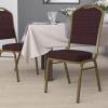 Flash Furniture 4 Pack HERCULES Series Crown Back Stacking Banquet Chair in Black Fabric – Silver Frame(Burgundy Patterned Fabric/Gold Frame)