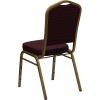 Flash Furniture 4 Pack HERCULES Series Crown Back Stacking Banquet Chair in Black Fabric – Silver Frame(Burgundy Patterned Fabric/Gold Frame)