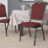Flash Furniture 4 Pack HERCULES Series Crown Back Stacking Banquet Chair in Black Fabric – Silver Frame(Burgundy Patterned Fabric/Silver Vein Frame)