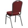 Flash Furniture 4 Pack HERCULES Series Crown Back Stacking Banquet Chair in Black Fabric – Silver Frame(Burgundy Patterned Fabric/Silver Vein Frame)