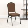 Flash Furniture 4 Pack HERCULES Series Crown Back Stacking Banquet Chair in Black Fabric – Silver Frame(Coffee Fabric/Gold Vein Frame)