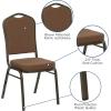 Flash Furniture 4 Pack HERCULES Series Crown Back Stacking Banquet Chair in Black Fabric – Silver Frame(Coffee Fabric/Gold Vein Frame)