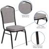 Flash Furniture 4 Pack HERCULES Series Crown Back Stacking Banquet Chair in Black Fabric – Silver Frame(Gray Fabric/Black Frame)