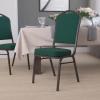 Flash Furniture 4 Pack HERCULES Series Crown Back Stacking Banquet Chair in Black Fabric – Silver Frame(Green Fabric/Gold Vein Frame)