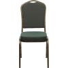 Flash Furniture 4 Pack HERCULES Series Crown Back Stacking Banquet Chair in Black Fabric – Silver Frame(Green Patterned Fabric/Gold Vein Frame)