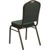 Flash Furniture 4 Pack HERCULES Series Crown Back Stacking Banquet Chair in Black Fabric – Silver Frame(Green Patterned Fabric/Gold Vein Frame)