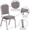Flash Furniture 4 Pack HERCULES Series Crown Back Stacking Banquet Chair in Black Fabric – Silver Frame(Herringbone Fabric/Silver Frame)