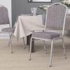 Flash Furniture 4 Pack HERCULES Series Crown Back Stacking Banquet Chair in Black Fabric – Silver Frame(Herringbone Fabric/Silver Frame)