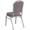 Flash Furniture 4 Pack HERCULES Series Crown Back Stacking Banquet Chair in Black Fabric – Silver Frame(Herringbone Fabric/Silver Frame)