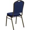 Flash Furniture 4 Pack HERCULES Series Crown Back Stacking Banquet Chair in Black Fabric – Silver Frame(Navy Blue Dot Patterned Fabric/Gold Vein Frame)