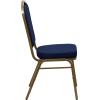 Flash Furniture 4 Pack HERCULES Series Crown Back Stacking Banquet Chair in Black Fabric – Silver Frame(Navy Blue Patterned Fabric/Gold Frame)