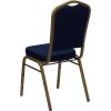 Flash Furniture 4 Pack HERCULES Series Crown Back Stacking Banquet Chair in Black Fabric – Silver Frame(Navy Blue Patterned Fabric/Gold Frame)