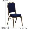 Flash Furniture 4 Pack HERCULES Series Crown Back Stacking Banquet Chair in Black Fabric – Silver Frame(Navy Blue Patterned Fabric/Gold Frame)