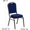 Flash Furniture 4 Pack HERCULES Series Crown Back Stacking Banquet Chair in Black Fabric – Silver Frame(Navy Blue Patterned Fabric/Gold Vein Frame)