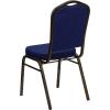 Flash Furniture 4 Pack HERCULES Series Crown Back Stacking Banquet Chair in Black Fabric – Silver Frame(Navy Blue Patterned Fabric/Gold Vein Frame)