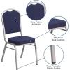 Flash Furniture 4 Pack HERCULES Series Crown Back Stacking Banquet Chair in Black Fabric – Silver Frame(Navy Fabric/Silver Frame)