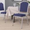 Flash Furniture 4 Pack HERCULES Series Crown Back Stacking Banquet Chair in Black Fabric – Silver Frame(Navy Fabric/Silver Frame)