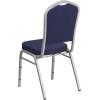 Flash Furniture 4 Pack HERCULES Series Crown Back Stacking Banquet Chair in Black Fabric – Silver Frame(Navy Fabric/Silver Frame)