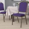 Flash Furniture 4 Pack HERCULES Series Crown Back Stacking Banquet Chair in Black Fabric – Silver Frame(Purple Fabric/Gold Vein Frame)