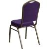 Flash Furniture 4 Pack HERCULES Series Crown Back Stacking Banquet Chair in Black Fabric – Silver Frame(Purple Fabric/Gold Vein Frame)