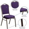 Flash Furniture 4 Pack HERCULES Series Crown Back Stacking Banquet Chair in Black Fabric – Silver Frame(Purple Fabric/Gold Vein Frame)