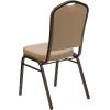 Flash Furniture 4 Pack HERCULES Series Crown Back Stacking Banquet Chair in Black Fabric – Silver Frame(Tan Vinyl/Copper Vein Frame)