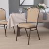 Flash Furniture 4 Pack HERCULES Series Crown Back Stacking Banquet Chair in Black Fabric – Silver Frame(Tan Vinyl/Copper Vein Frame)