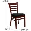 Flash Furniture 4 Pack HERCULES Series Ladder Back Mahogany Wood Restaurant Chair – Black Vinyl Seat