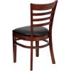 Flash Furniture 4 Pack HERCULES Series Ladder Back Mahogany Wood Restaurant Chair – Black Vinyl Seat