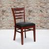 Flash Furniture 4 Pack HERCULES Series Ladder Back Mahogany Wood Restaurant Chair – Black Vinyl Seat