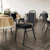 Flash Furniture 4 Pack HERCULES Series Trapezoidal Back Stacking Banquet Chair in Burgundy Patterned Fabric – Gold Frame(Black Fabric/Black Frame)