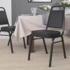 Flash Furniture 4 Pack HERCULES Series Trapezoidal Back Stacking Banquet Chair in Burgundy Patterned Fabric – Gold Frame(Black Vinyl/Black Frame)