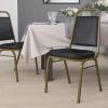 Flash Furniture 4 Pack HERCULES Series Trapezoidal Back Stacking Banquet Chair in Burgundy Patterned Fabric – Gold Frame(Black Vinyl/Gold Frame)