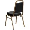 Flash Furniture 4 Pack HERCULES Series Trapezoidal Back Stacking Banquet Chair in Burgundy Patterned Fabric – Gold Frame(Black Vinyl/Gold Frame)