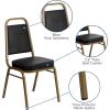 Flash Furniture 4 Pack HERCULES Series Trapezoidal Back Stacking Banquet Chair in Burgundy Patterned Fabric – Gold Frame(Black Vinyl/Gold Frame)