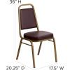 Flash Furniture 4 Pack HERCULES Series Trapezoidal Back Stacking Banquet Chair in Burgundy Patterned Fabric – Gold Frame(Brown Vinyl/Gold Frame)