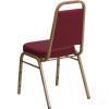 Flash Furniture 4 Pack HERCULES Series Trapezoidal Back Stacking Banquet Chair in Burgundy Patterned Fabric – Gold Frame(Burgundy Patterned Fabric/Gold Frame)