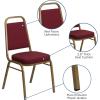 Flash Furniture 4 Pack HERCULES Series Trapezoidal Back Stacking Banquet Chair in Burgundy Patterned Fabric – Gold Frame(Burgundy Patterned Fabric/Gold Frame)