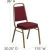 Flash Furniture 4 Pack HERCULES Series Trapezoidal Back Stacking Banquet Chair in Burgundy Patterned Fabric – Gold Frame(Burgundy Patterned Fabric/Gold Frame)