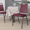 Flash Furniture 4 Pack HERCULES Series Trapezoidal Back Stacking Banquet Chair in Burgundy Patterned Fabric – Gold Frame(Burgundy Vinyl/Silver Vein Frame)