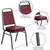 Flash Furniture 4 Pack HERCULES Series Trapezoidal Back Stacking Banquet Chair in Burgundy Patterned Fabric – Gold Frame(Burgundy Vinyl/Silver Vein Frame)