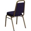 Flash Furniture 4 Pack HERCULES Series Trapezoidal Back Stacking Banquet Chair in Burgundy Patterned Fabric – Gold Frame(Navy Patterned Fabric/Gold Frame)