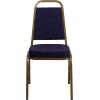 Flash Furniture 4 Pack HERCULES Series Trapezoidal Back Stacking Banquet Chair in Burgundy Patterned Fabric – Gold Frame(Navy Patterned Fabric/Gold Frame)