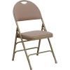 Flash Furniture 4 Pack HERCULES Series Ultra-Premium Triple Braced Burgundy Fabric Metal Folding Chair with Easy-Carry Handle(Beige Fabric/Beige Frame)