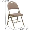 Flash Furniture 4 Pack HERCULES Series Ultra-Premium Triple Braced Burgundy Fabric Metal Folding Chair with Easy-Carry Handle(Beige Fabric/Beige Frame)