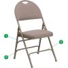 Flash Furniture 4 Pack HERCULES Series Ultra-Premium Triple Braced Burgundy Fabric Metal Folding Chair with Easy-Carry Handle(Beige Fabric/Beige Frame)
