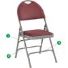 Flash Furniture 4 Pack HERCULES Series Ultra-Premium Triple Braced Burgundy Fabric Metal Folding Chair with Easy-Carry Handle(Burgundy Fabric/Gray Frame)