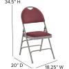 Flash Furniture 4 Pack HERCULES Series Ultra-Premium Triple Braced Burgundy Fabric Metal Folding Chair with Easy-Carry Handle(Burgundy Fabric/Gray Frame)
