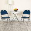 Flash Furniture 4 Pack HERCULES Series Ultra-Premium Triple Braced Burgundy Fabric Metal Folding Chair with Easy-Carry Handle(Navy Fabric/Gray Frame)