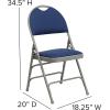 Flash Furniture 4 Pack HERCULES Series Ultra-Premium Triple Braced Burgundy Fabric Metal Folding Chair with Easy-Carry Handle(Navy Fabric/Gray Frame)